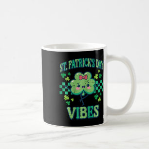 St Patricks Day Vibes Clover Saint Pattys Girls Ki Coffee Mug