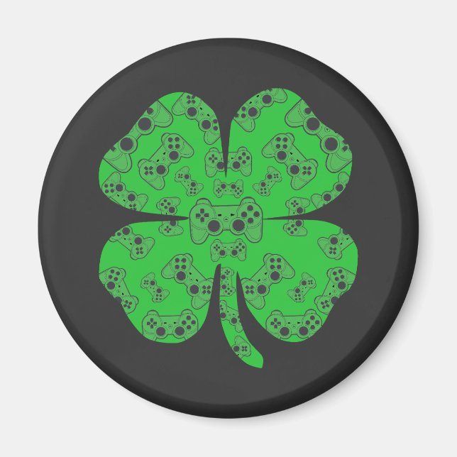 St Patricks Day Video Game Controller Shamrock  Magnet (Front)