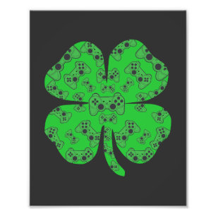 St Patricks Day Video Game Controller Shamrock  Photo Print