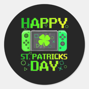 St Patrick's Day Video Game Gamer Shamrock Boys Me Classic Round Sticker