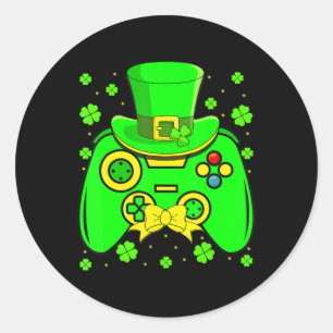 St Patrick's Day Video Game Shamrock Matching Men Classic Round Sticker