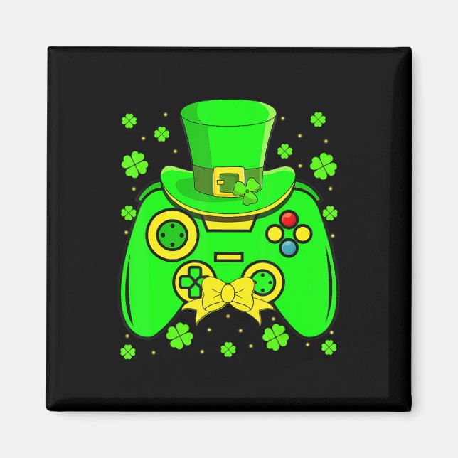 St Patrick's Day Video Game Shamrock Matching Men  Magnet (Front)