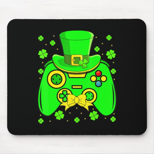 St Patrick's Day Video Game Shamrock Matching Men  Mouse Mat (Front)