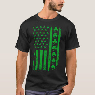 St Patricks Day Vintage American Flag Irish Lucky T-Shirt