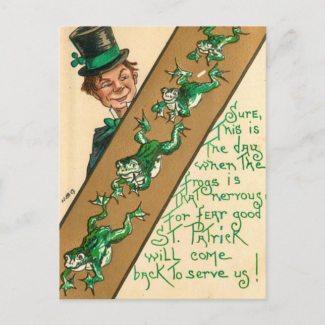 St Patrick's Day Vintage "Froggy" Card (Front)
