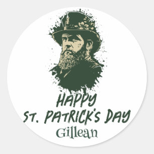 St. Patrick's Day vintage Shamrock personalise Classic Round Sticker