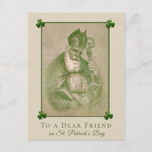 St. Patrick's Day Vintage shamrock red heart Postcard