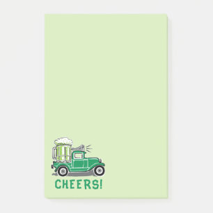 St Patrick's Day Vintage Truck Green Beer 4x6 Post-it Notes