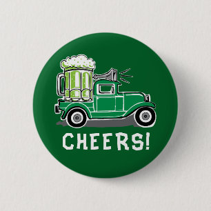 St Patrick's Day Vintage Truck Green Beer 6 Cm Round Badge