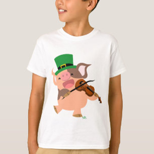 St Patrick's Day violinist pig Children T-shirt