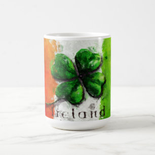 St. Patrick's Day - Watercolor Clover Ireland Flag Coffee Mug
