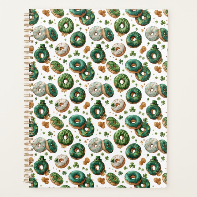 St Patricks Day Watercolor Donut & Shamrock Planner (Front)
