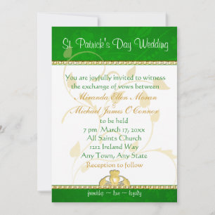 St. Patrick's Day Wedding Invitation  Claddaugh
