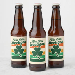 St Patricks Day Wee Little Hooligan Funny Beer Bottle Label