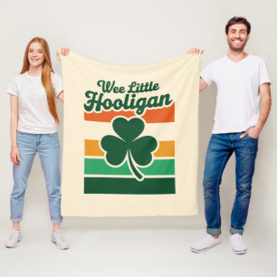 St Patricks Day Wee Little Hooligan Funny  Fleece Blanket