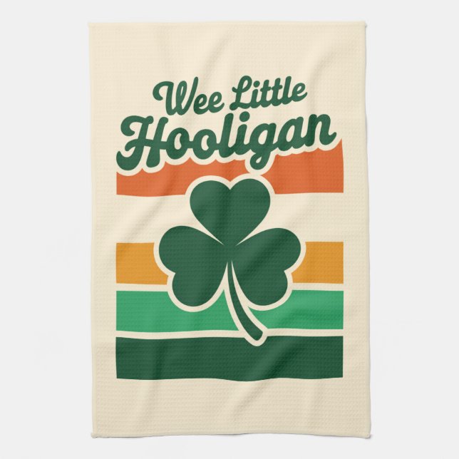 St Patricks Day Wee Little Hooligan Funny  Tea Towel (Vertical)