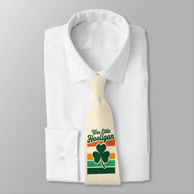 St Patricks Day Wee Little Hooligan Funny  Tie (Tied)