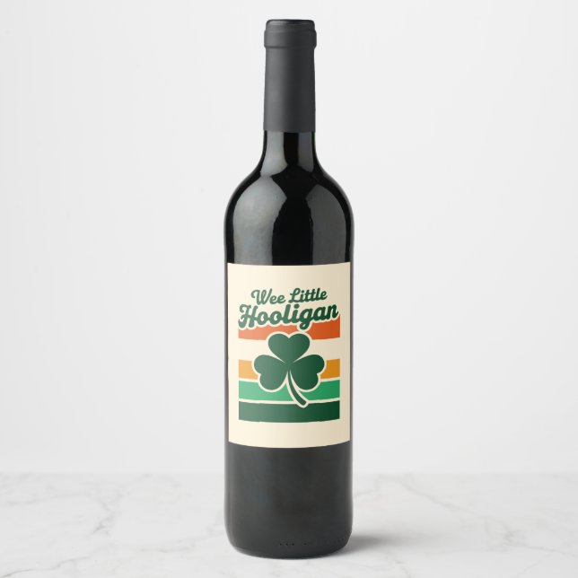 St Patricks Day Wee Little Hooligan Funny  Wine Label (Front)
