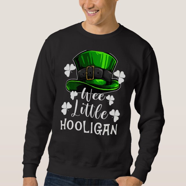 St Patricks Day Wee Little Hooligan Leprechaun Sha Sweatshirt (Front)