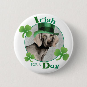 St. Patrick's Day Weimaraner 6 Cm Round Badge