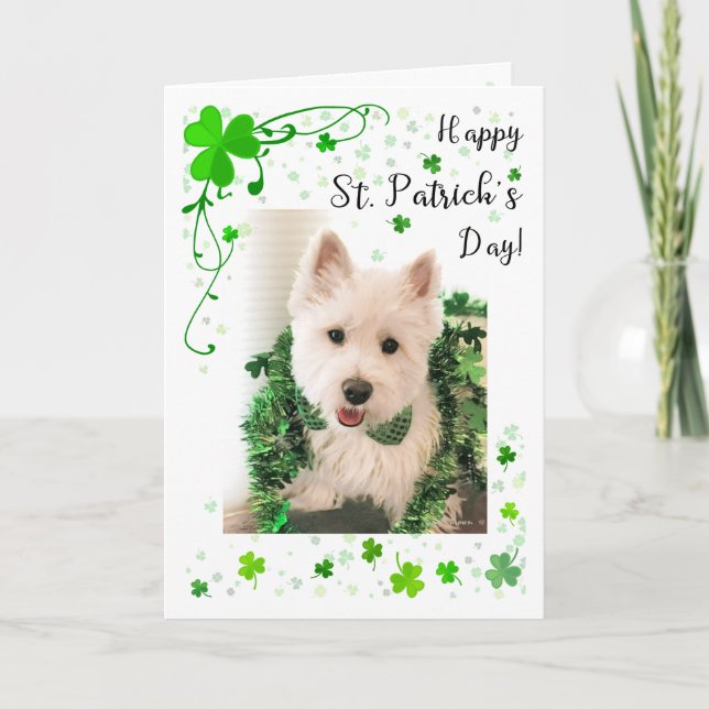 St. Patrick's Day Westie Good Health And Happiness Card (Front)