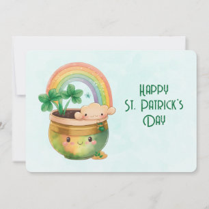St. Patrick's Day Whimsical Rainbow & Clover Holiday Card
