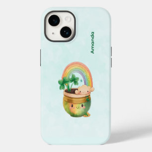 St. Patrick's Day Whimsical Rainbow & Clover iPhone 14 Case