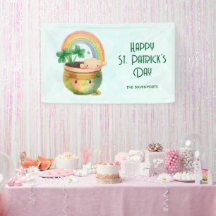 St. Patrick's Day Whimsical Rainbow & Clover Party Banner