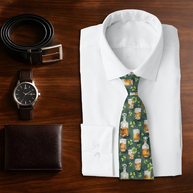 St. Patrick's Day Whiskey & Shamrocks Tie (Creator Uploaded)