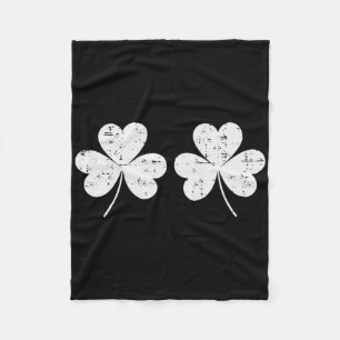 St Patricks Day White Clovers Chest Saint Paddys I Fleece Blanket