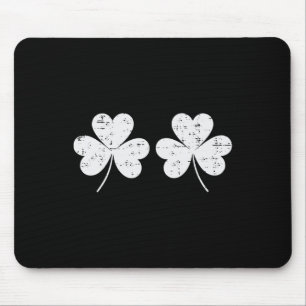 St Patricks Day White Clovers Chest Saint Paddys I Mouse Mat