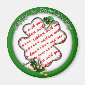 St Patrick's Day White Shamrock Photo Frame Magnet