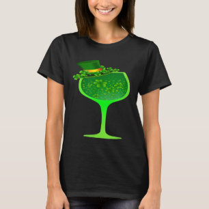 St Patricks Day wine Glass With Shamrock Hat Tee