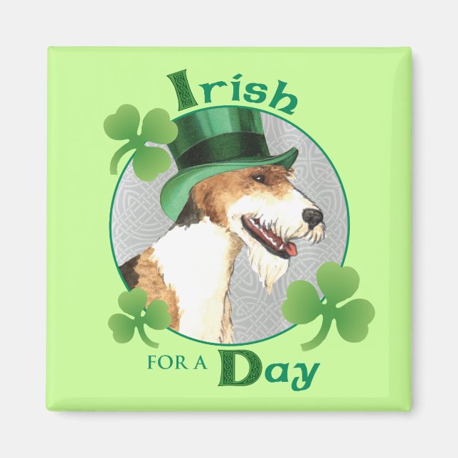 St. Patrick's Day Wire Fox Terrier Magnet (Front)