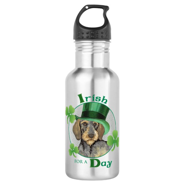St. Patrick's Day Wirehaired Dachshund 532 Ml Water Bottle (Front)