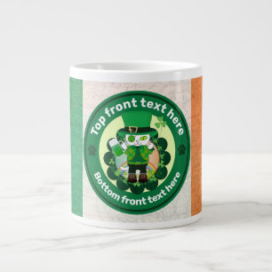 St. Patrick's Day with a Lucky One-Eyed Cat Large Coffee Mug
