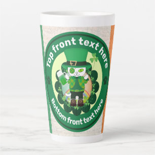 St. Patrick's Day with a Lucky One-Eyed Cat Latte Mug