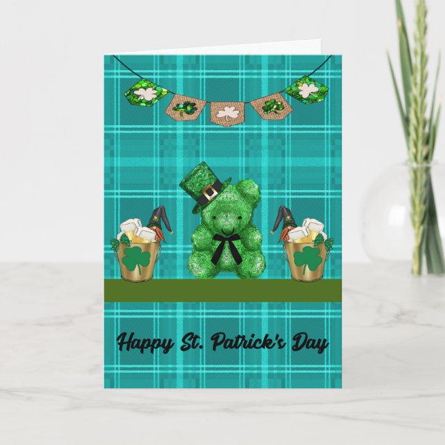 St. Patrick's Day with Green Bear & Yellow Beer Card (Front)