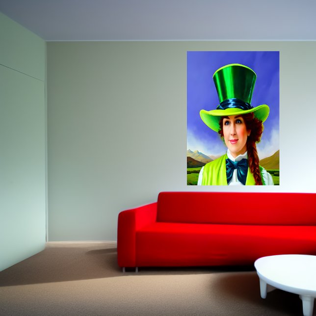 St. Patrick's Day women big green hat | AI Art  Poster (Creator Uploaded)