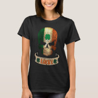 St Patrick's Day Women Men Irish Flag Skull