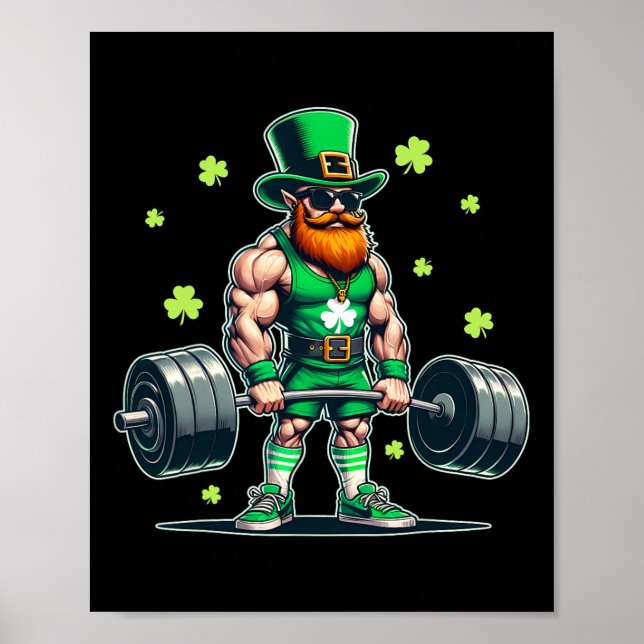 St Patricks Day Workout Weightlifting Saint Paddys Poster (Front)