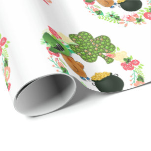 St. Patrick's Day Wrapping Paper Teddy Bear