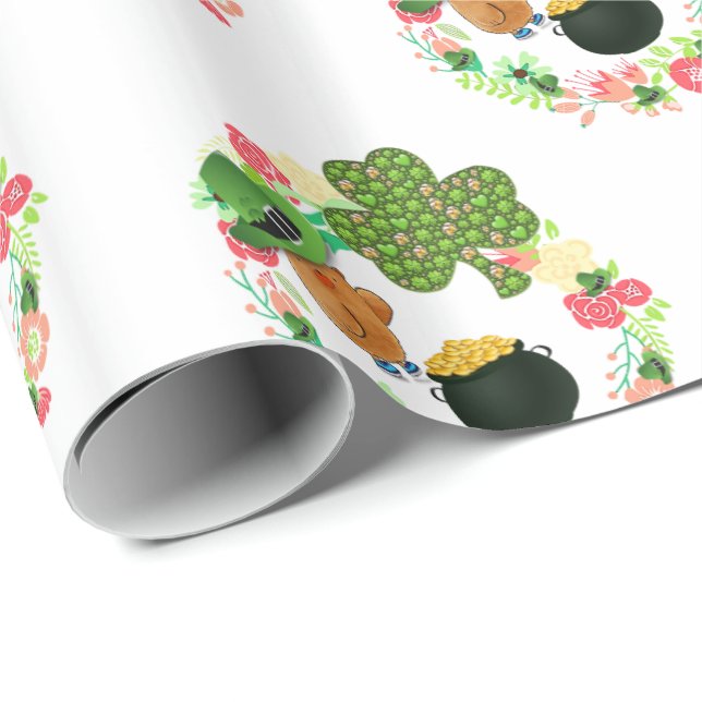 St. Patrick's Day Wrapping Paper Teddy Bear (Roll Corner)