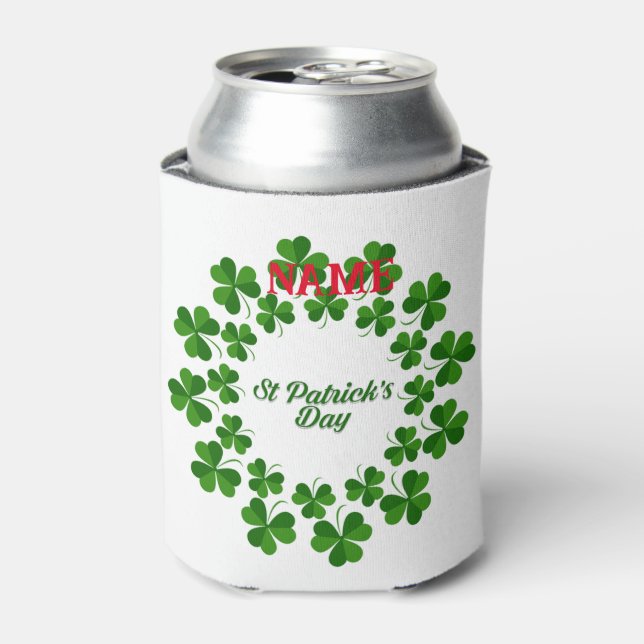 St Patrick's Day Wreath Thunder_Cove Can Cooler (Can Front)