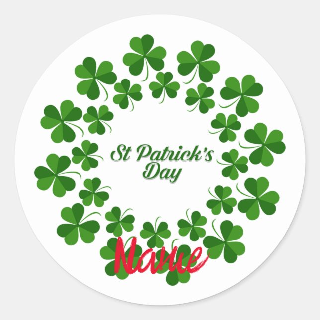 St Patrick's Day Wreath Thunder_Cove   Classic Round Sticker (Front)