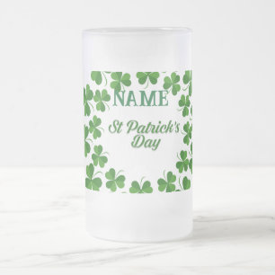 St Patrick's Day Wreath Thunder_Cove Frosted Glass Beer Mug
