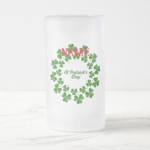 St Patrick's Day Wreath Thunder_Cove Frosted Glass Beer Mug