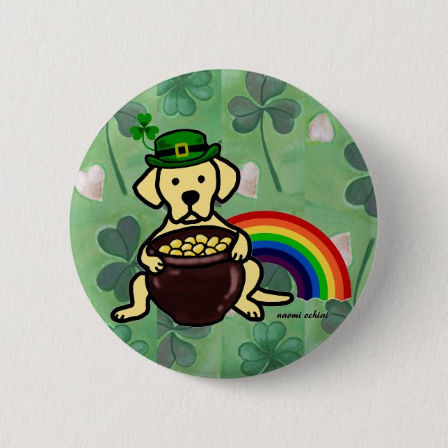 St. Patrick's Day Yellow Lab Rainbow 6 Cm Round Badge (Front)