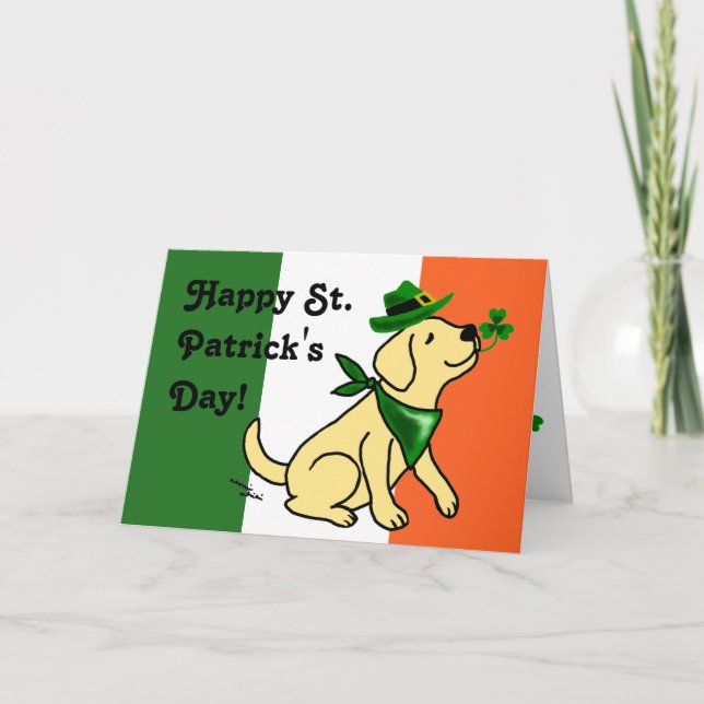 St. Patrick's Day Yellow Labrador Card (Front)