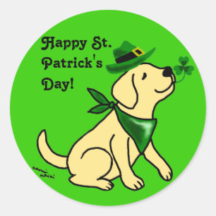 St. Patrick's Day Yellow Labrador Classic Round Sticker
